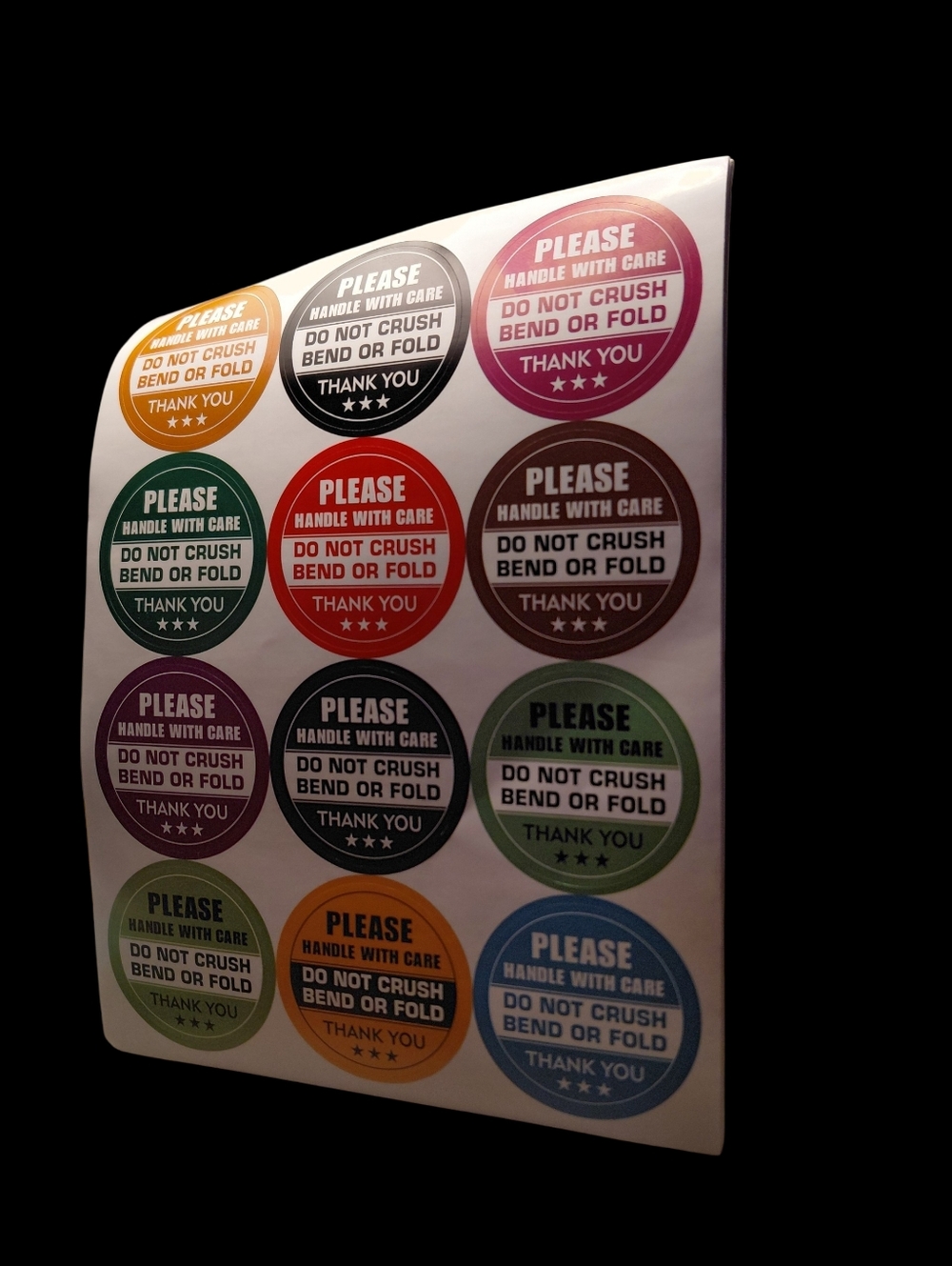 120ct. Colorful 'Please Handle With Care' Sticker Sheet - Multi Color 1.5"x1.5" - Picture 3 of 4